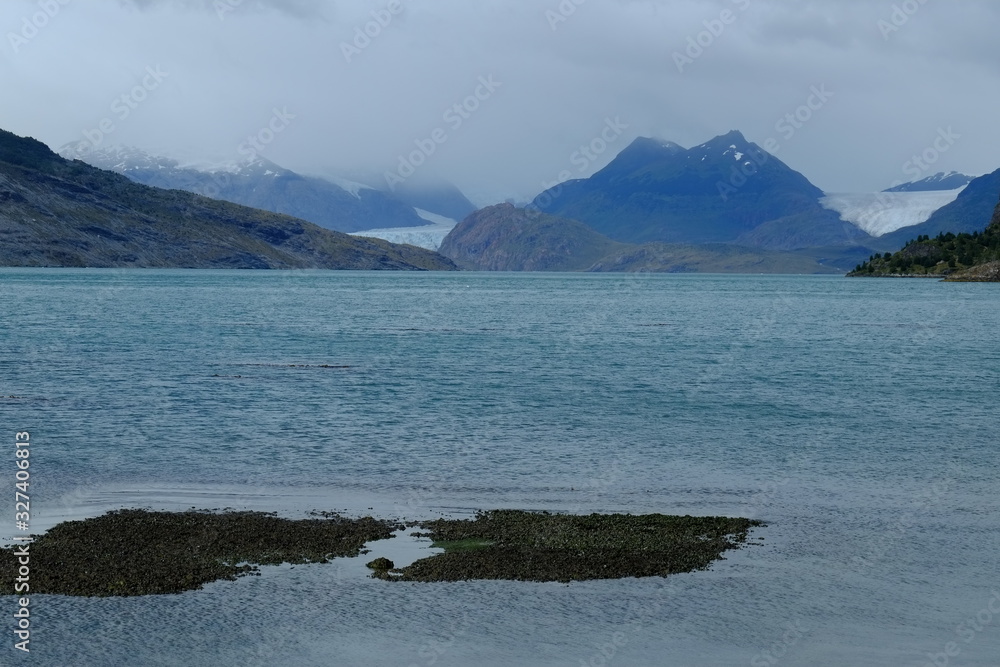 The landscape of the wonderful Ainsworth Bay in Patagonia chilena.