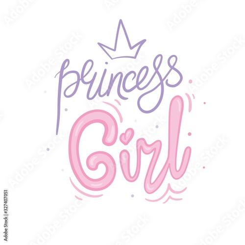 princess girl typography illustration for girl shirt vector.