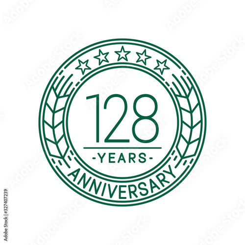 128 years anniversary celebration logo template. Line art vector and illustration.