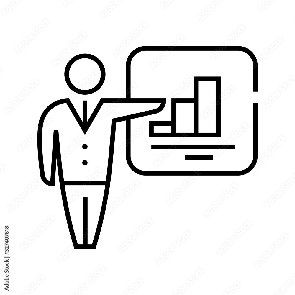 Marketing presentation line icon, concept sign, outline vector illustration, linear symbol. Marketing presentation line icon, concept sign, outline vector illustration, linear symbol.