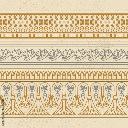 Seamless vector illustration based on the Egyptian national ornament with lotus flower