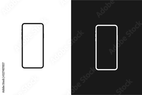 Smartphone mockup. android frameless smartphone mockup with white screen. Isolated on white and black background. Vector illustration photo