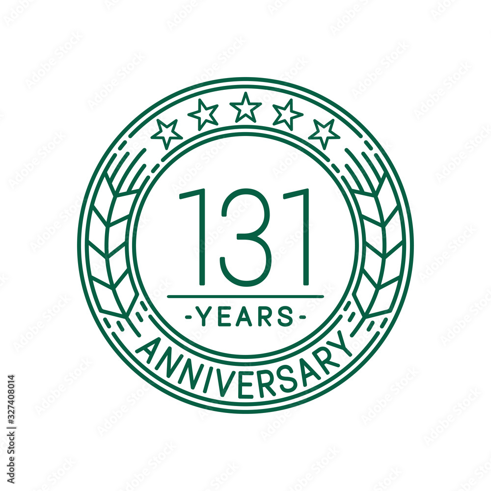 131 years anniversary celebration logo template. Line art vector and illustration.