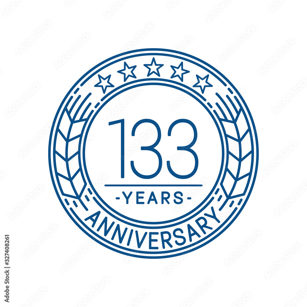 133 years anniversary celebration logo template. Line art vector and illustration.