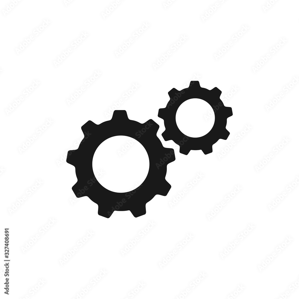 Setting gears icon, flat design isolated on white background