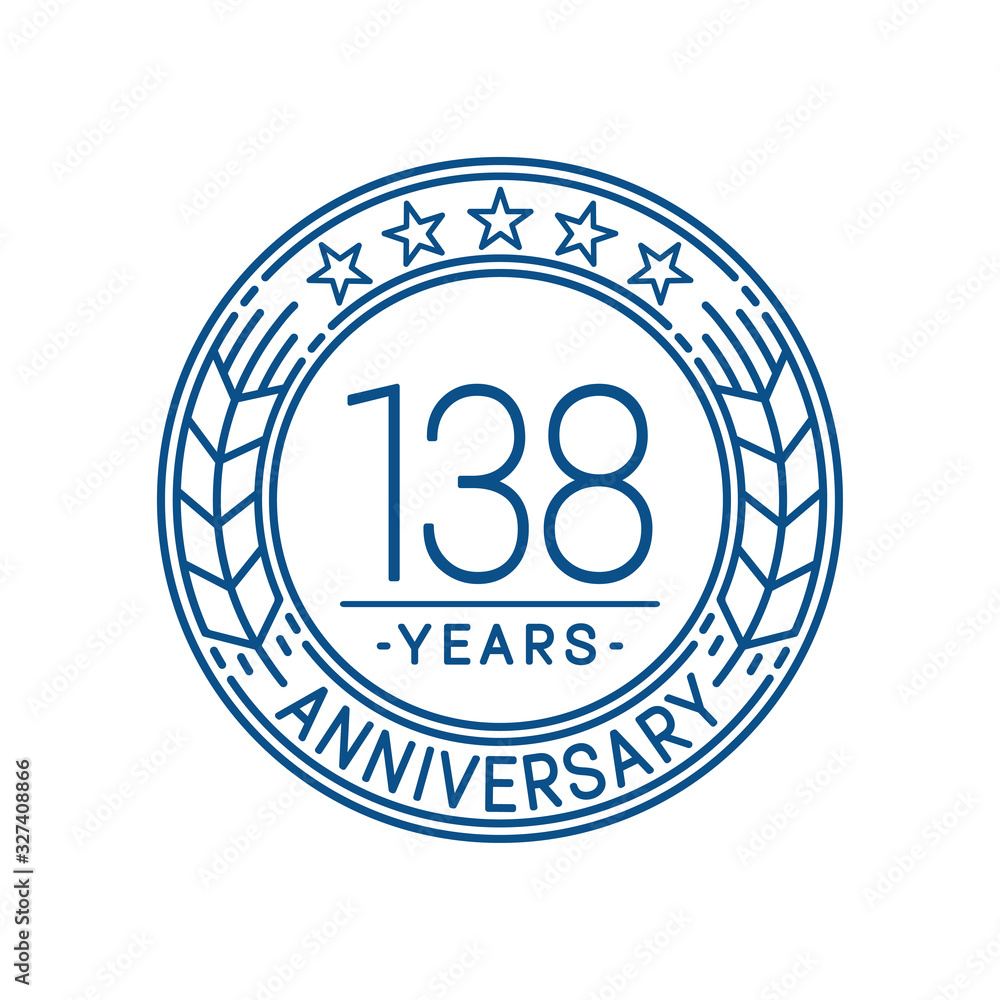 138 years anniversary celebration logo template. Line art vector and illustration. 138 years anniversary celebration logo template. Line art vector and illustration.