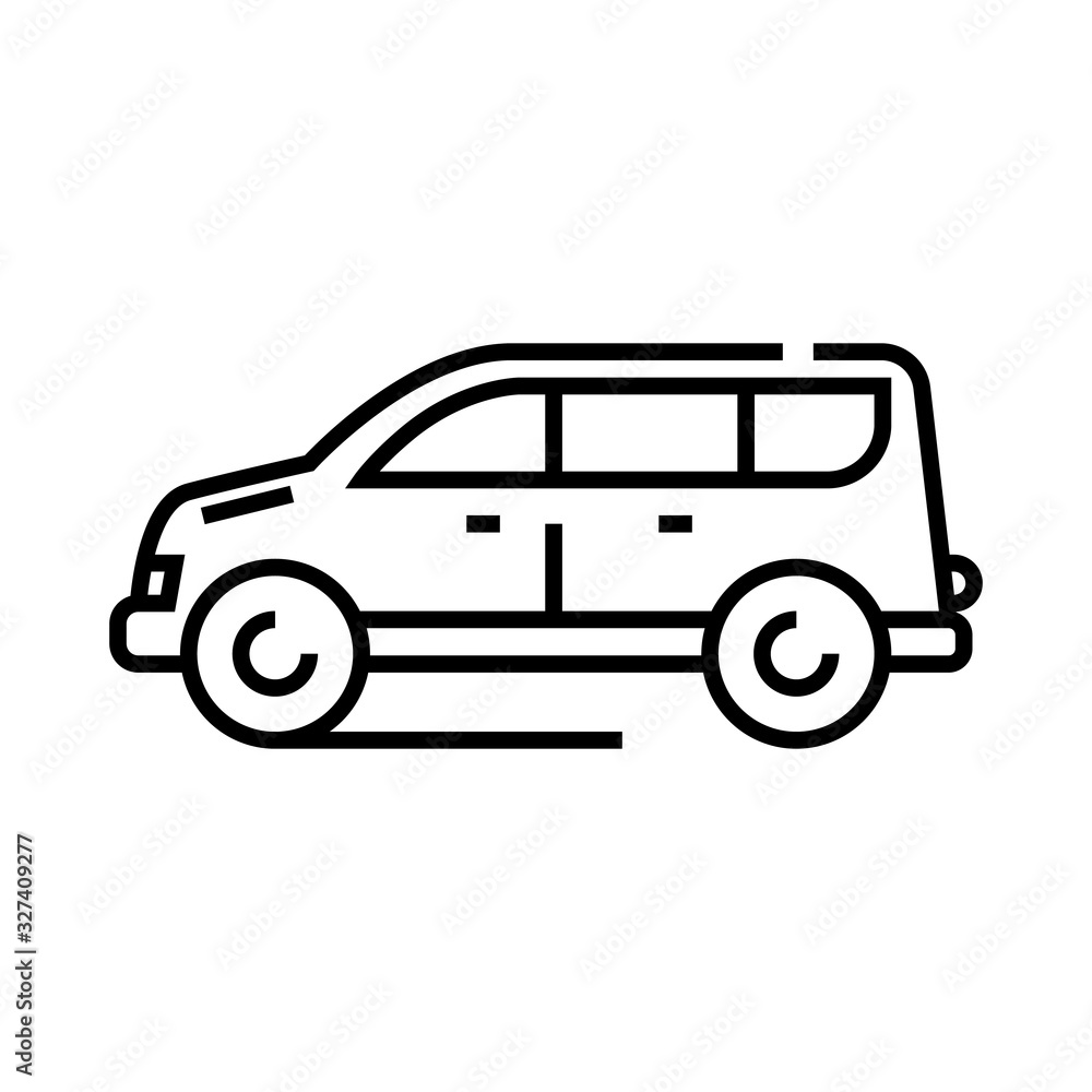 Large car line icon, concept sign, outline vector illustration, linear symbol.