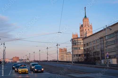 Evening landscape of the center of Moscow