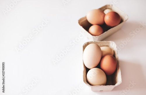 White and brown eggs.