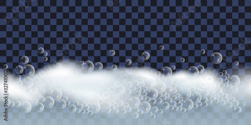 Soap foam with bubbles. Bath lather. Vector illustration
