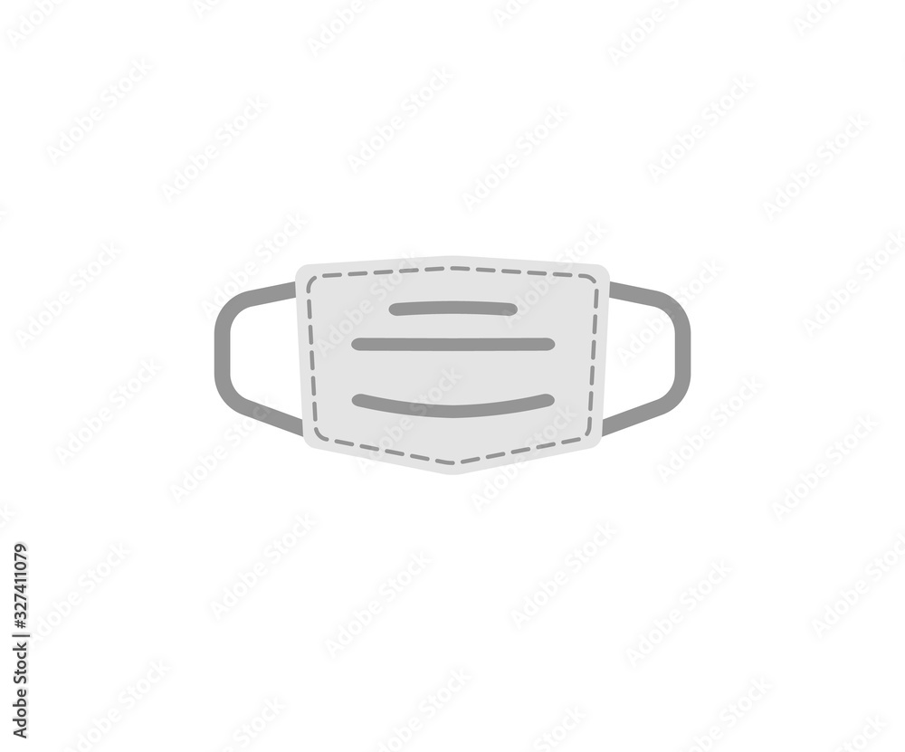 Medical mask vector icon isolated on white background. Coronovirus sign. Monochrome flat design for web, website Medical mask vector icon isolated on white background. Coronovirus sign. Monochrome flat design for web, website