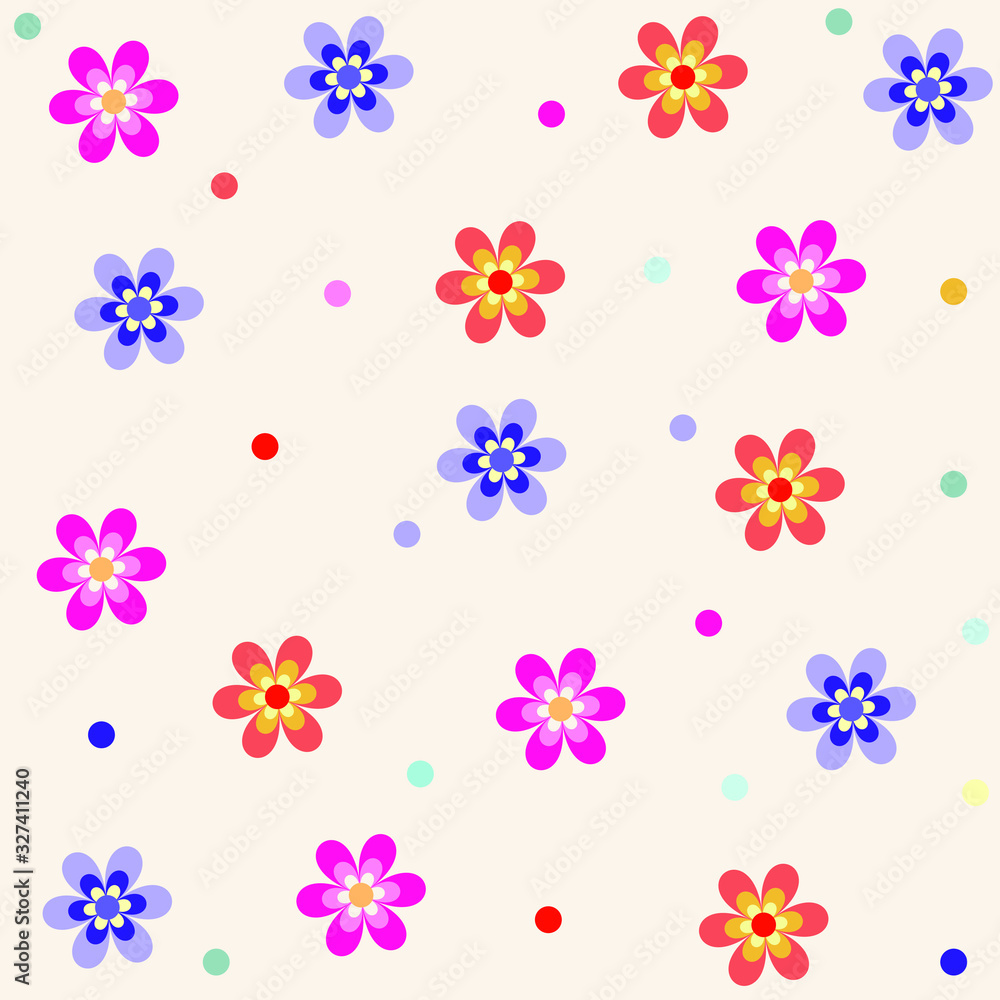 Vector pattern with colourful flowers. Floral background. The elegant the template for fashion prints.