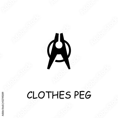 Clothes peg flat vector icon