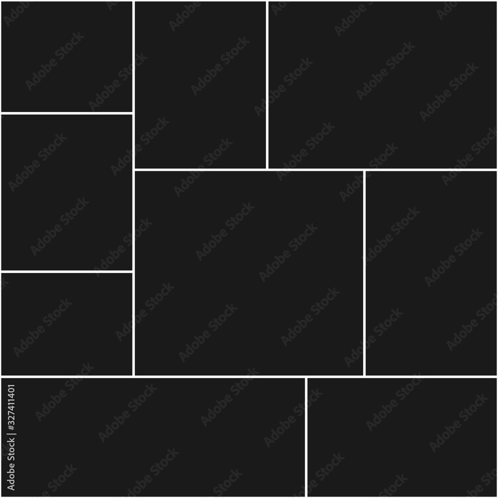 Photo collage templates nine frames for photos and pictures, photography collage, puzzle. Vector illustration. Modern minimalistic mood board mockup