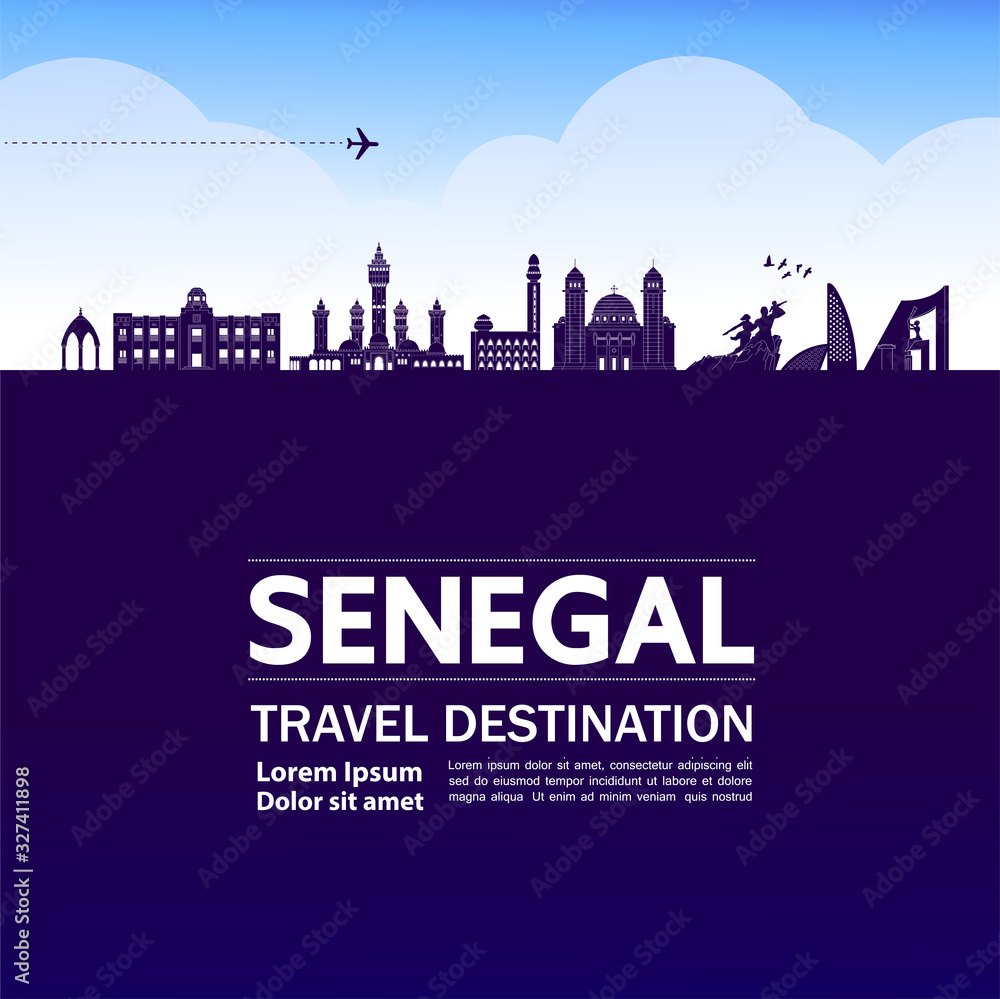 Senegal travel destination grand vector illustration. 