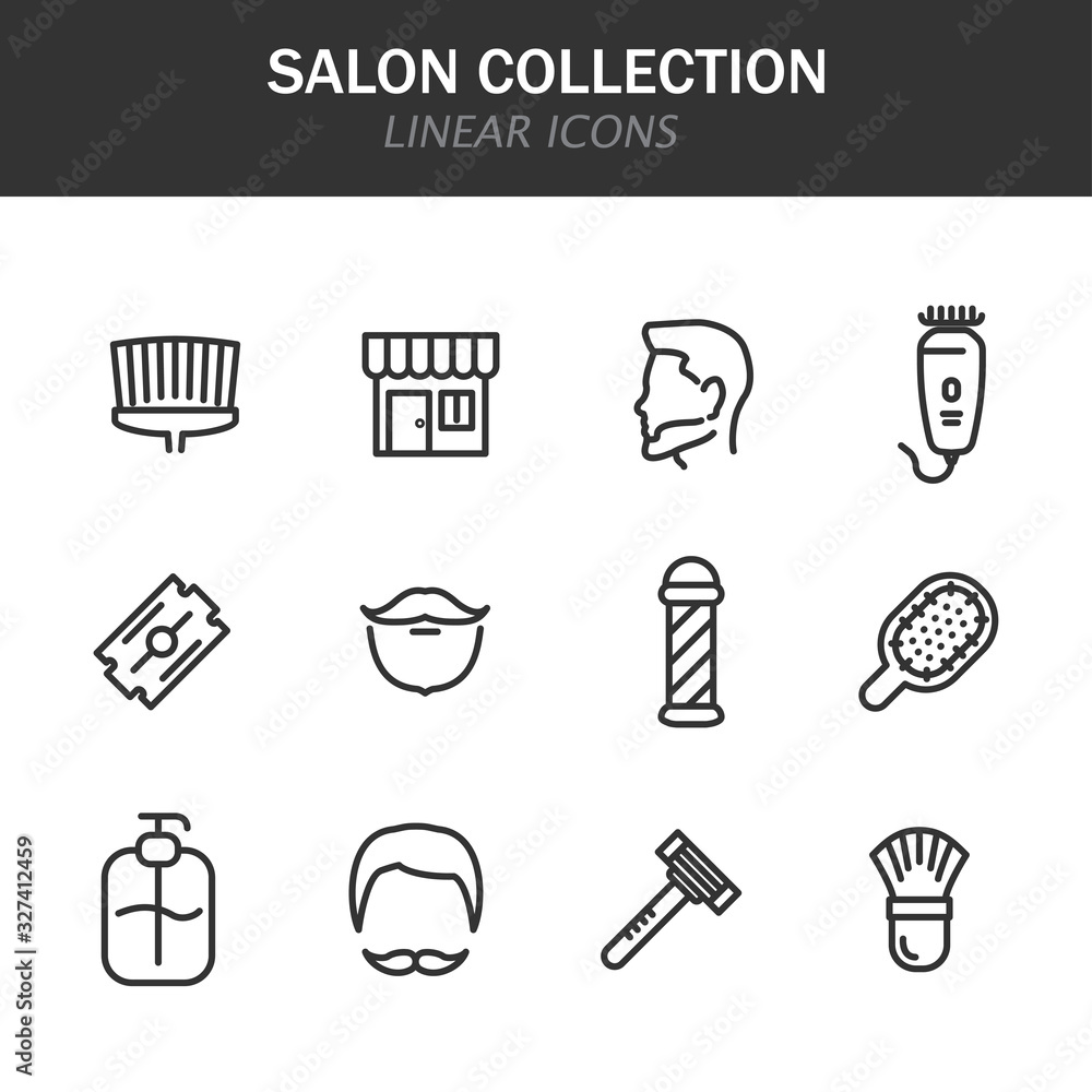 Salon collection linear icons in black on a white background Salon collection linear icons in black on a white background