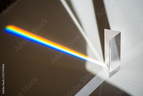 Transparent prism for light education expriments photo