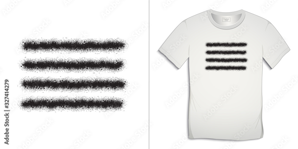 Obraz Print on t-shirt graphics design, spray lines black, isolated on white background vector