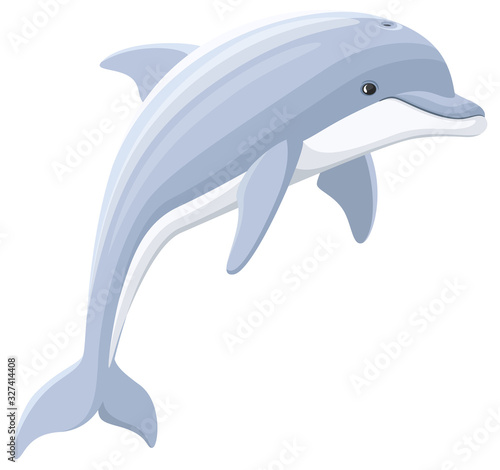 Fényképezés Vector illustration of a bottlenose dolphin.