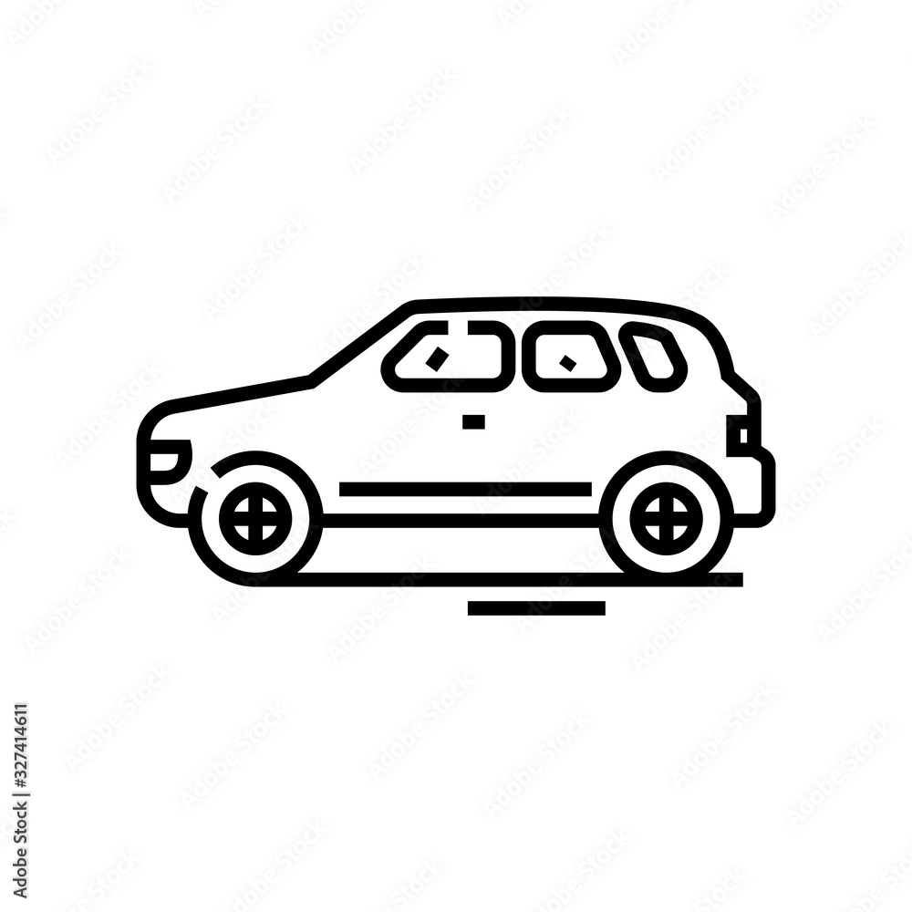 Minivan car line icon, concept sign, outline vector illustration, linear symbol.