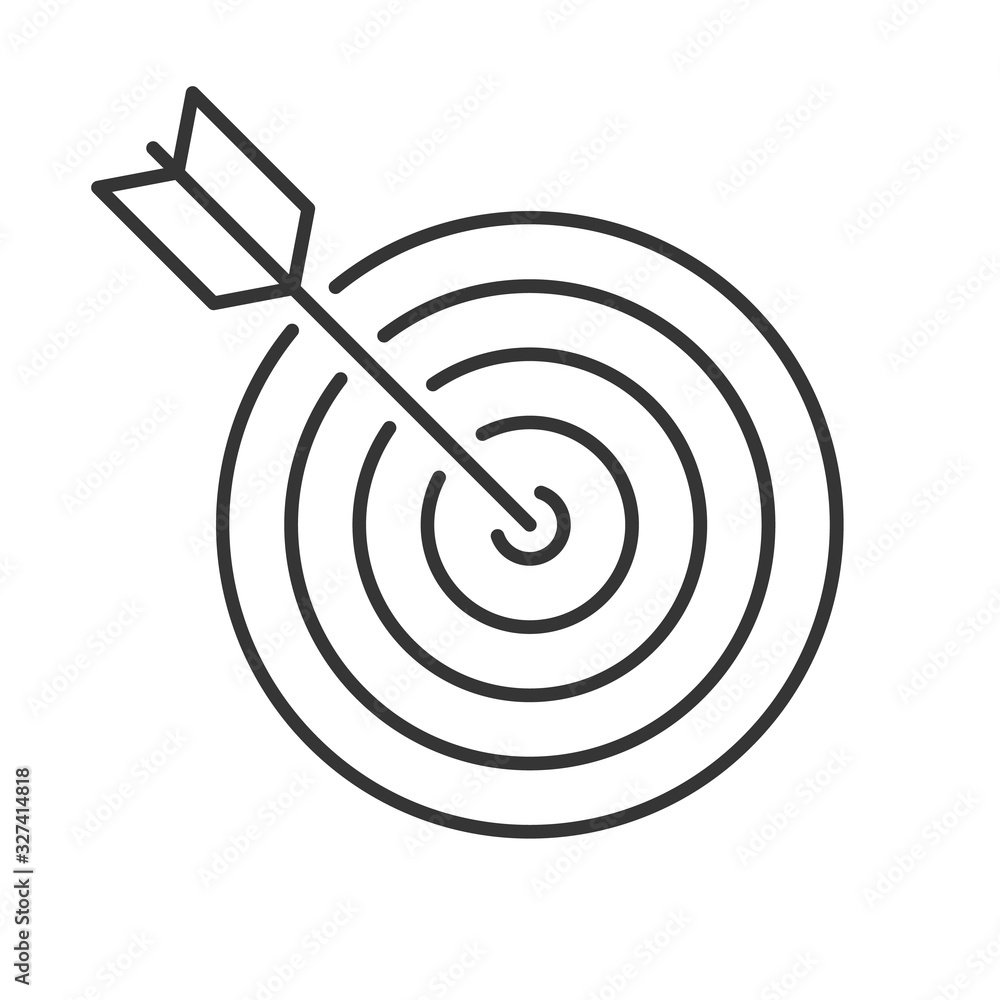 Linear target with arrow. Black vector target icon Linear target with arrow. Black vector target icon