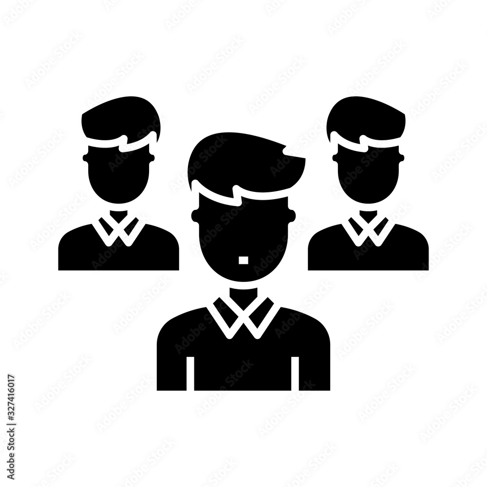 Company managers black icon, concept illustration, vector flat symbol, glyph sign. Company managers black icon, concept illustration, vector flat symbol, glyph sign.