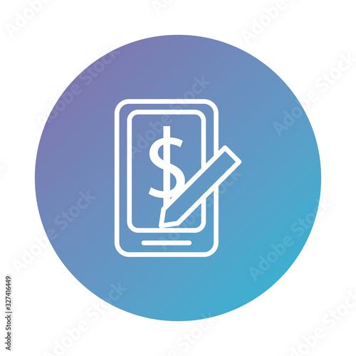 smartphone with money dollar symbol degraded style