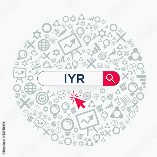 IYR mean (in year revenue) Word written in search bar ,Vector illustration.