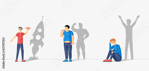 Hidden potential vector flat concept. Love your body, make dreams come true.