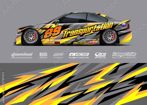 Car decal design vector. Graphic abstract stripe racing background designs for vehicle  race  rally  adventure and car racing livery.