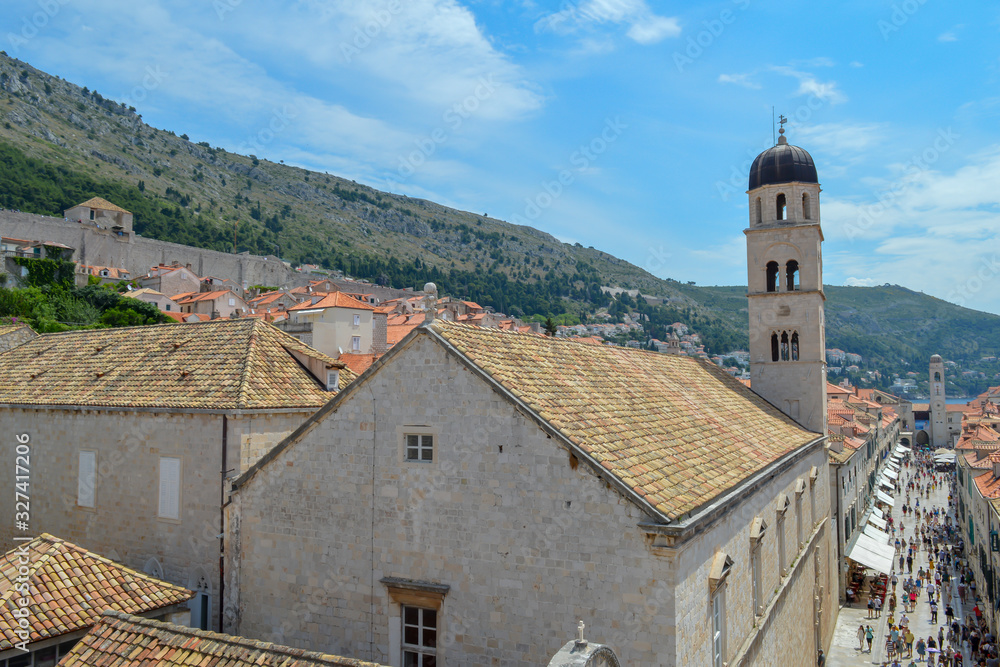 Stradun, the city's main street in town Dubrovnik on June 18, 2019. Some episodes of the Game of Thrones filmed there.
