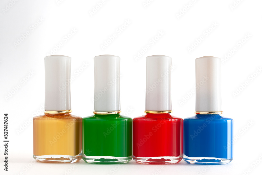 Nail polishes on a white background. Nail polishes on a white background.