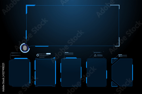 Futuristic Vector HUD Interface Screen Design. Digital callouts titles. HUD UI GUI futuristic user interface screen elements set. High tech screen for video game. Sci-fi concept design.