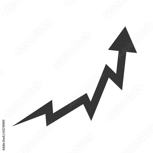Vector up arrow. Black rising arrow isolated