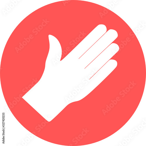 Medical gloves in red circle icon. Protective rubber gloves icon for infographic, website or app. Latex hand protection sign. Housework cleaning equipment symbol.