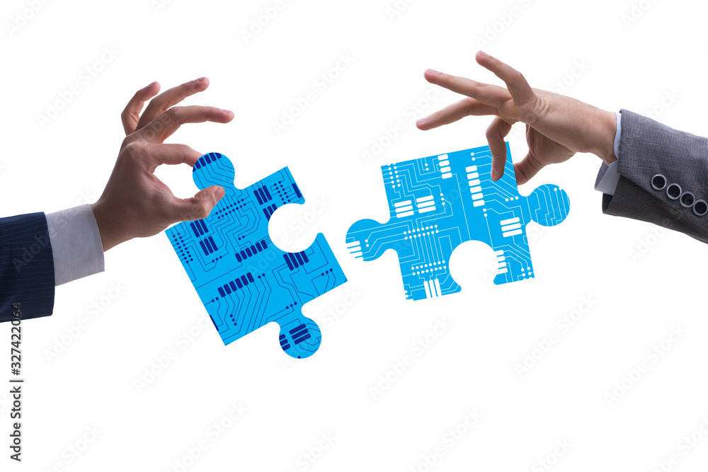 Digital transformation concept with jigsaw puzzle Digital transformation concept with jigsaw puzzle
