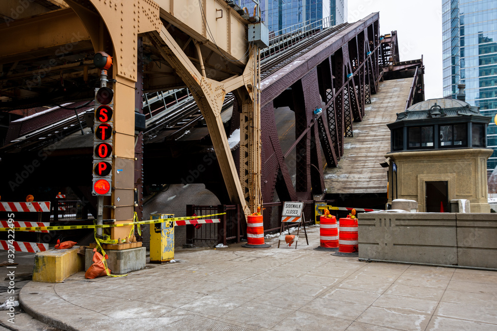 Two-level bridge lifted up
