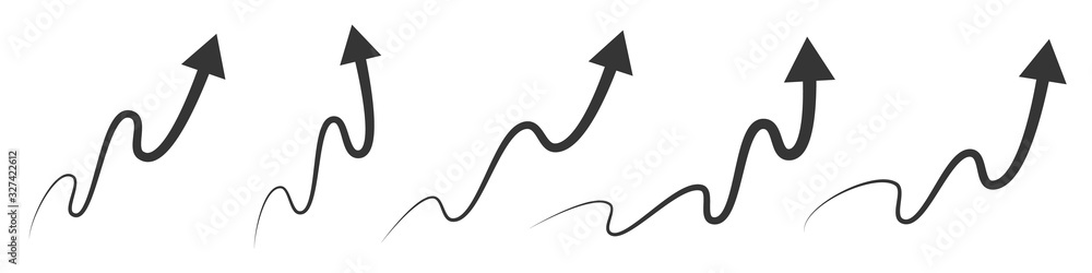 Vector up arrows. Set of rising arrows