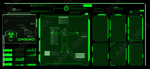 Futuristic Vector HUD Interface Screen Design. Digital callouts titles. HUD UI GUI futuristic user interface screen elements set. High tech screen for video game. Sci-fi concept design.