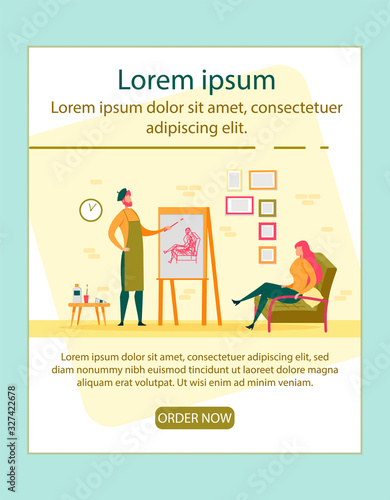 Artist Painting Portrait of Girl Sitting on Couch