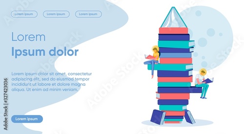 Knowledge Palace Flat Landing Page Vector Template