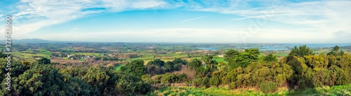 panorama view of sunny winter countryside in Downpatrick,Northern Ireland