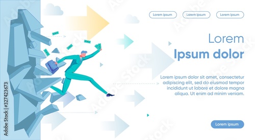 Businessman Breaks Wall Inspired by Creative Idea.