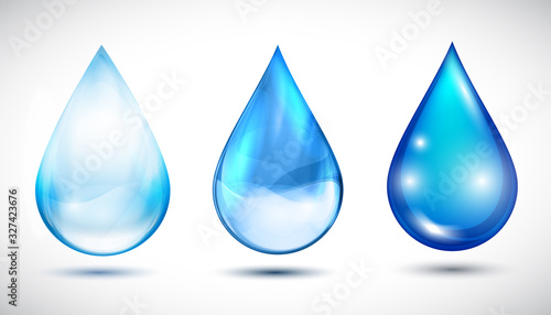 Isolated set transparent clean water blue drop – stock vector
