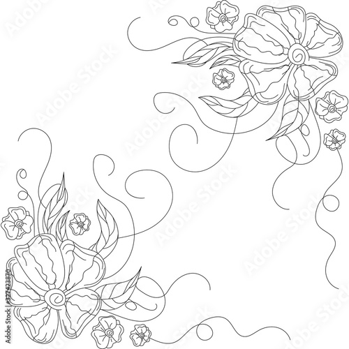 Hand drawn flower isolated. Simple outline sketch. Botany illustration. For coloring book. For flower shop. Decorative element. Ecology doodle. For post card, wallpaper, textile and wrapping paper