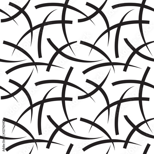 Abstract stroked seamless pattern. Chaotic placed and crossing strokes on white background. Vector eps8 illustration.