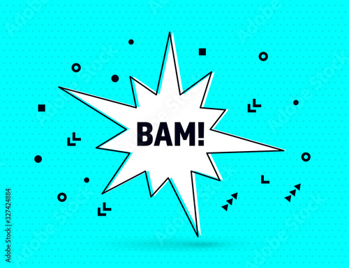 Bam speech bubble banner pop art memphis style