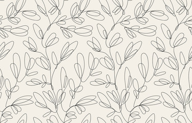 Wandcirkels Bloemen patronen Bloemen lijntekening naadloos patroon  © kokoshka