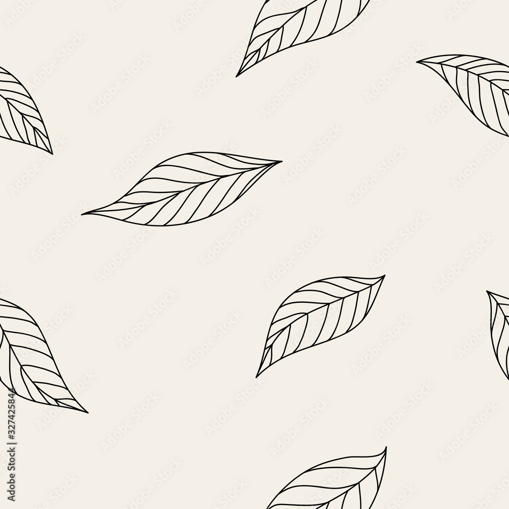 Seamless decorative template texture with leaves. Seamless stylized leaf pattern. Vector organic eco texture. Minimal background