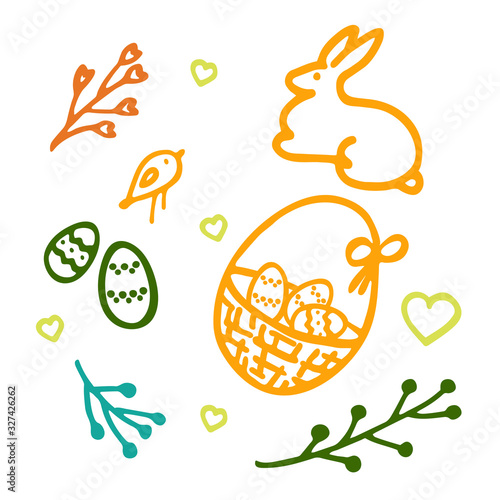 Marker hand drawn illustration. Cute doodle elemets for digital and print